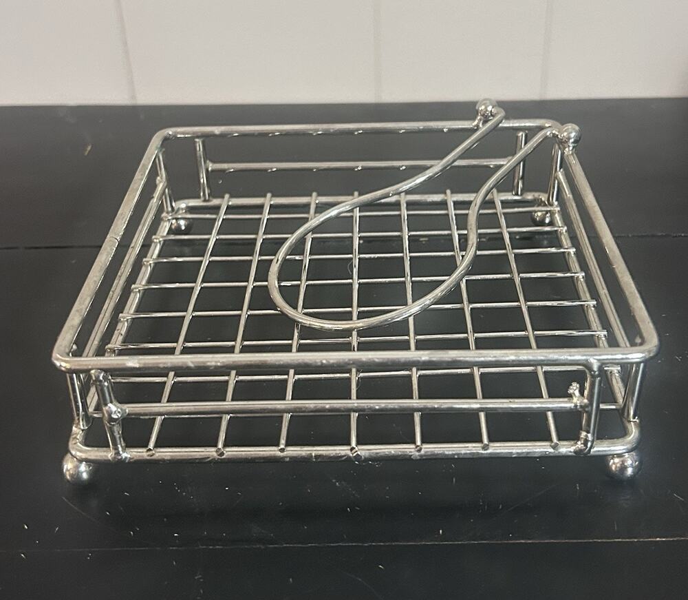 Chrome Wire Napkin Holder Folding Handle Ball Feet Unbranded MCM